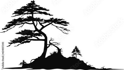 tree silhouette. plant, nature, outdoor concept. single tree. nature theme decoration ornament vector illustration
