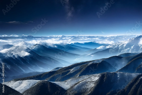 snow covered mountains in winter © agerjyukt