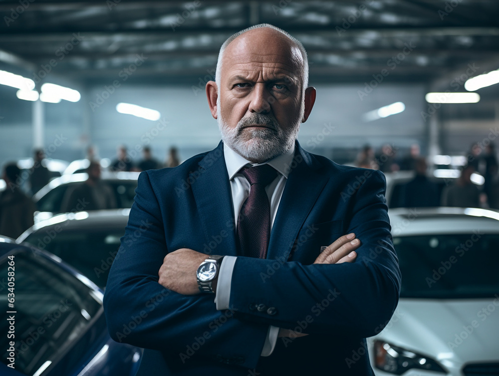 A businessman with his arms crossed and the title, boss day images