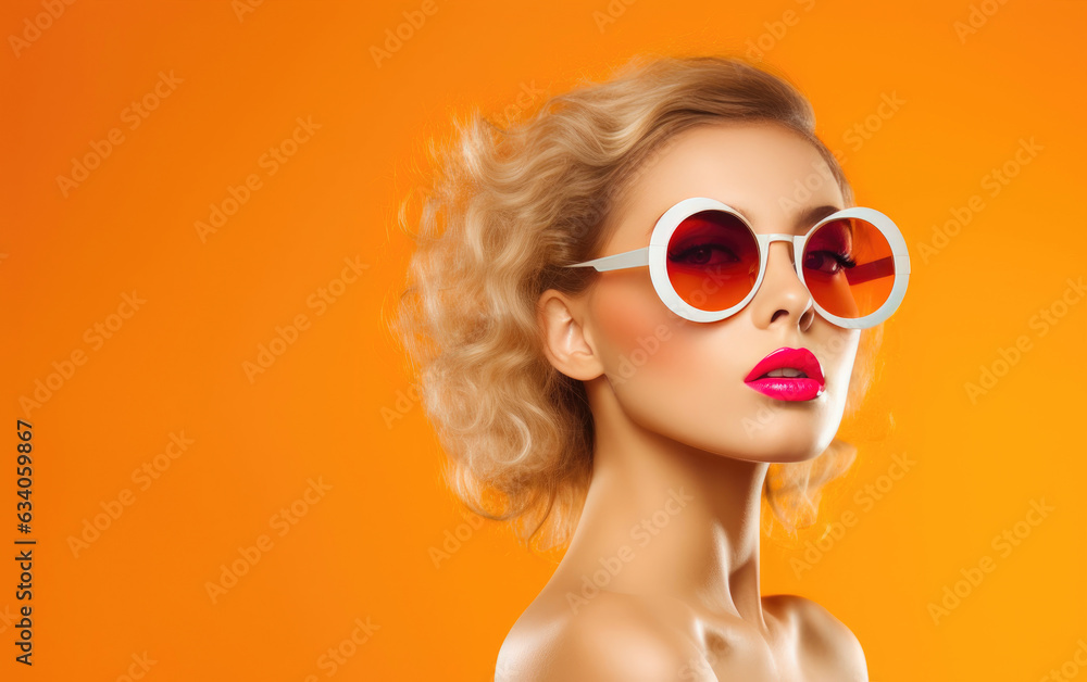Chic Sunglasses: Captivating Portrait of a Young Woman Chic Sunglasses: Captivating Portrait of a Young Woman
