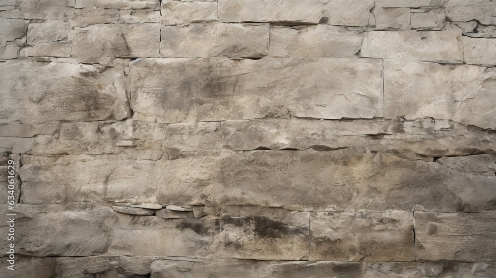 Weathered beige limestone brick wall texture.