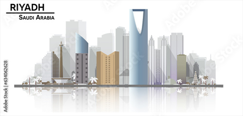 Saudi Arabia Riyadh Cityscape with white isolated