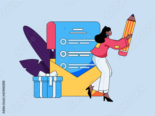 Invite friends to conduct questionnaire survey flat vector concept operation hand drawn illustration
