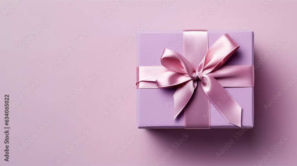 pink gift box with pink ribbon. Generative Ai. pink gift box with pink ribbon. Generative Ai.