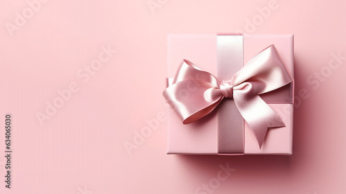 white gift box with ribbon. Generative Ai. 