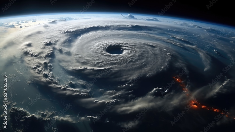 The atmospheric cyclone, Hurricane, View from outer space.