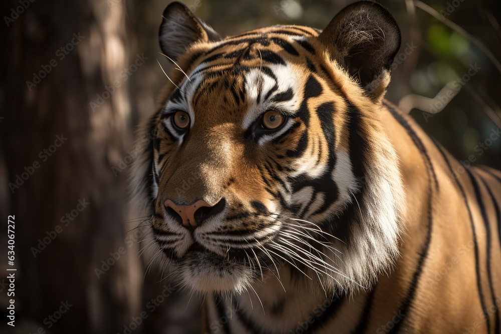 Close-up of a tiger lying down (Panthera Tigris)