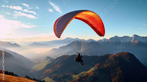 Soaring Above Peaks: Paragliding Adventure Over Stunning Mountain Range