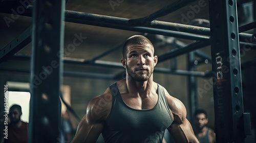 Focused Fitness  Man Engaged in Gym Training