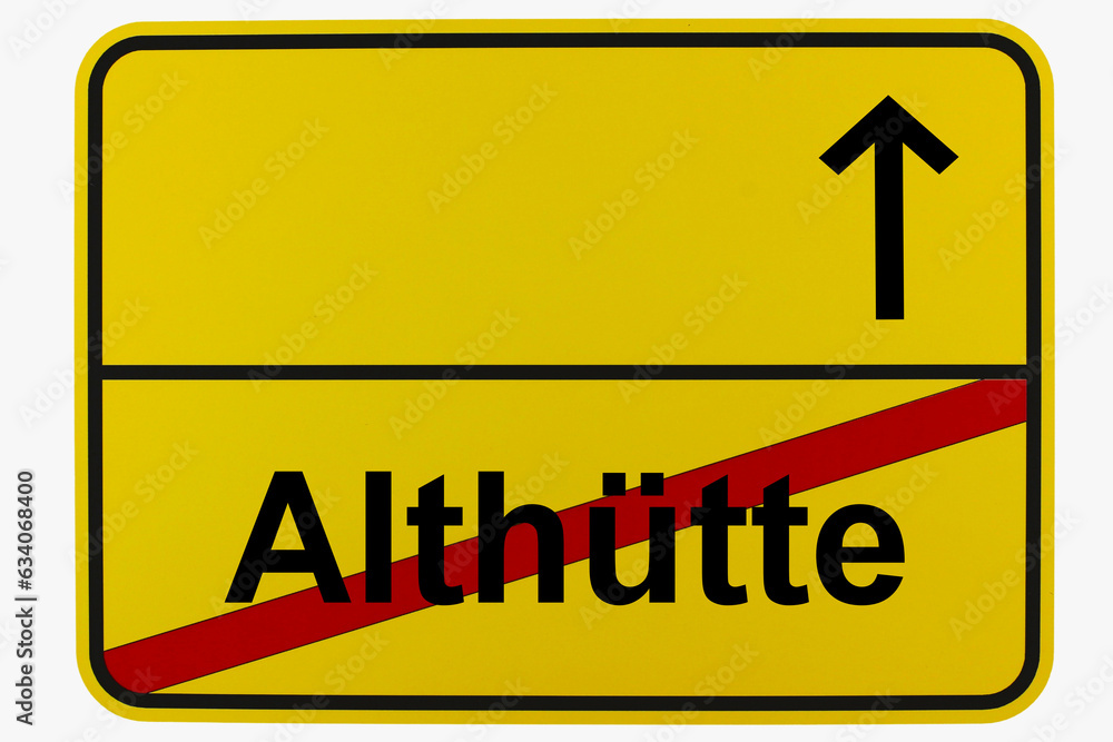 Illustration eines Ortsausgangsschildes von Althütte in Baden-Württemberg Illustration eines Ortsausgangsschildes von Althütte in Baden-Württemberg
