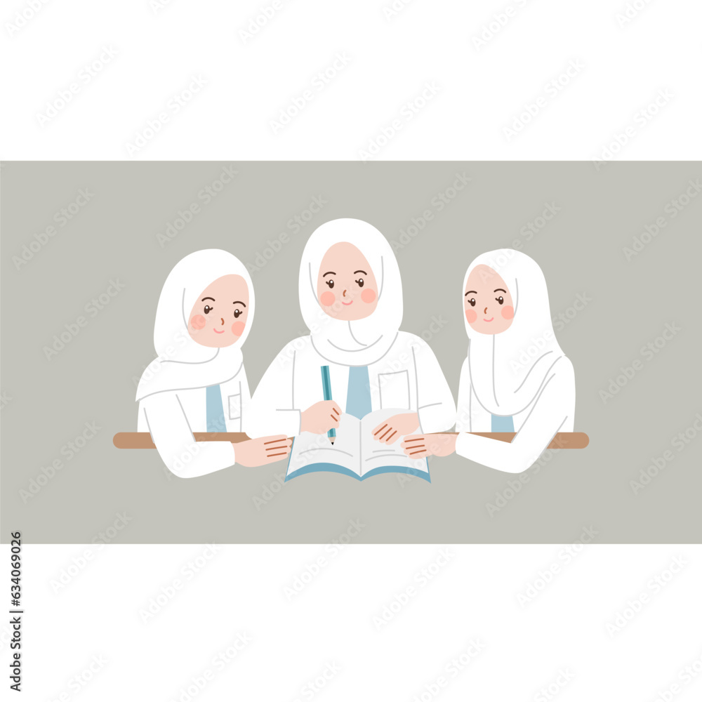 group students study together vector flat illustration group students study together vector flat illustration