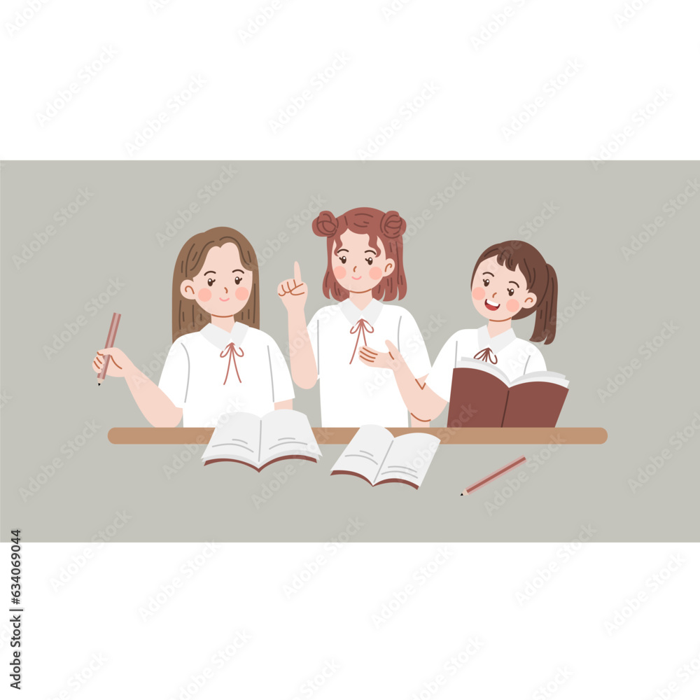 group students study together vector flat illustration group students study together vector flat illustration