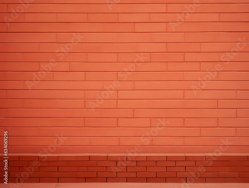 Red brick wall. Brick background. Rectangular identical bricks.