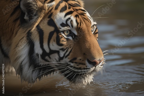 Tiger jumping in river