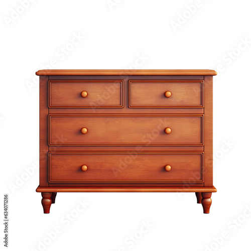 Wardrobe Wooden with brown drawers on transparent background