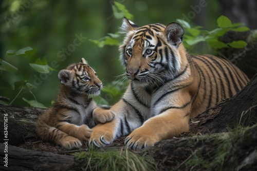 Bengal tiger cubs  Panthera tigris tigris   Bandhavgarh National Park  India