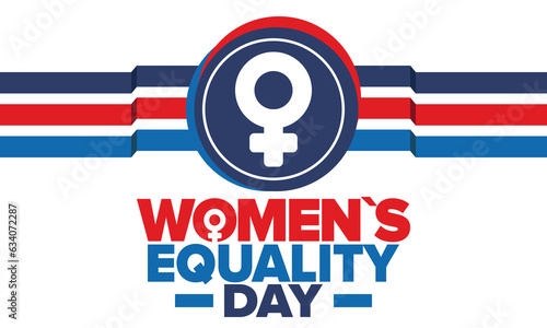 Women's Equality Day in United States. Female holiday, celebrated annually in August 26. Women right history month. Feminism concept. Poster, greeting card, banner and background. Vector illustration
