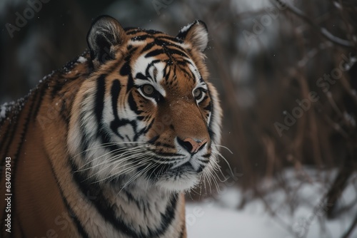 Siberian tiger  Panthera tigris altaica  juvenile running in snow  captive  Moravia  Czech Republic  Europe