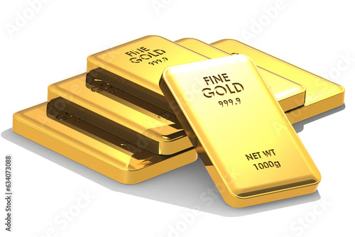 Gold bars isolated on white background for financial concept