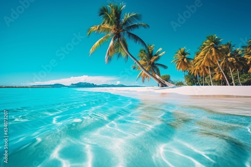 Beautiful tropical seascape. Panoramic view of the sea and sandy beach. Beautyful background. Beautiful ocean  © vachom