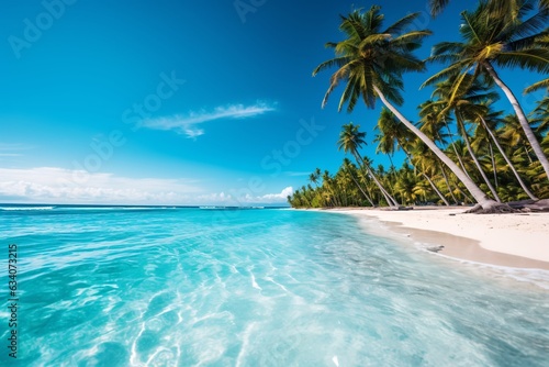Beautiful tropical seascape. Panoramic view of the sea and sandy beach. Beautyful background. Beautiful ocean 