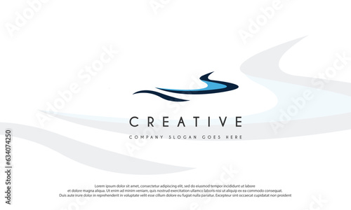 wave logo template for beach coast holiday vector illustration.