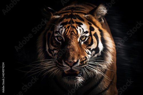 Tiger in tropical rainforest at night