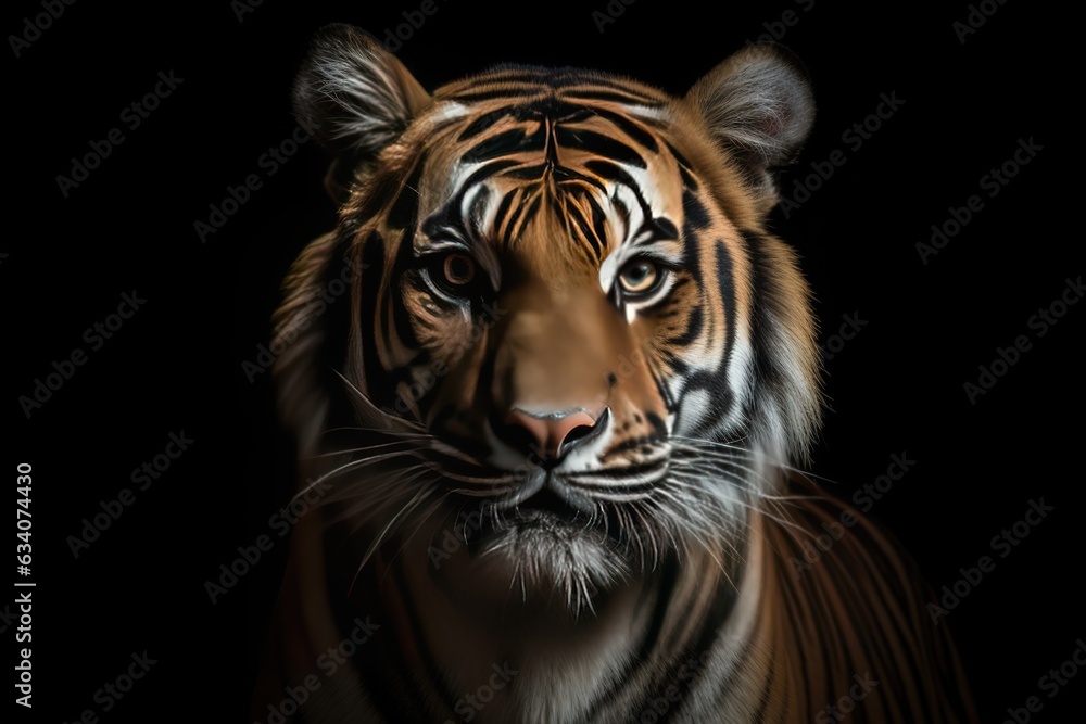 Photo male bengal tiger in the dark