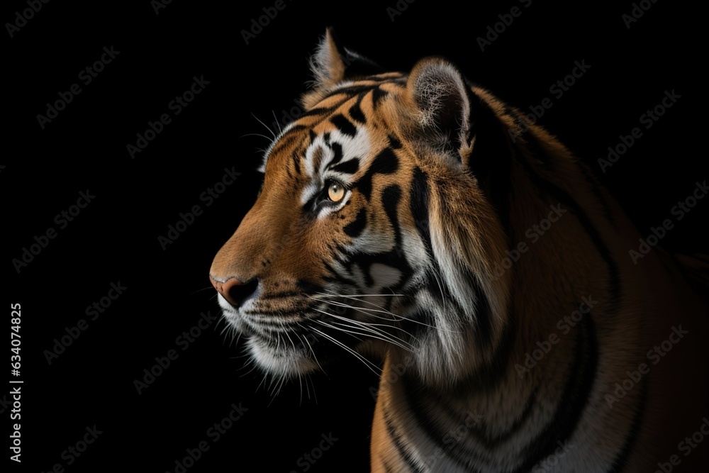 Front view of sumatran tiger isolated on black background portrait of sumatran tiger