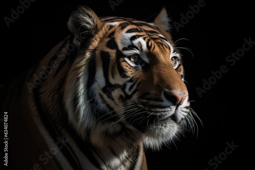 Photo tiger face portrait on black background