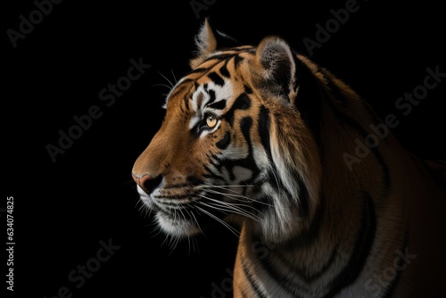Front view of sumatran tiger isolated on black background portrait of sumatran tiger © abstract Art