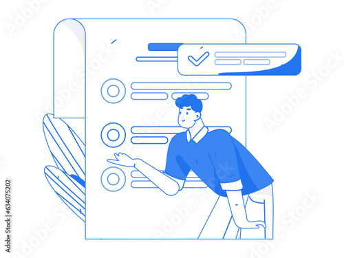 Invite friends to conduct questionnaire survey flat vector concept operation hand drawn illustration
