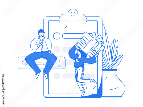Invite friends to conduct questionnaire survey flat vector concept operation hand drawn illustration
