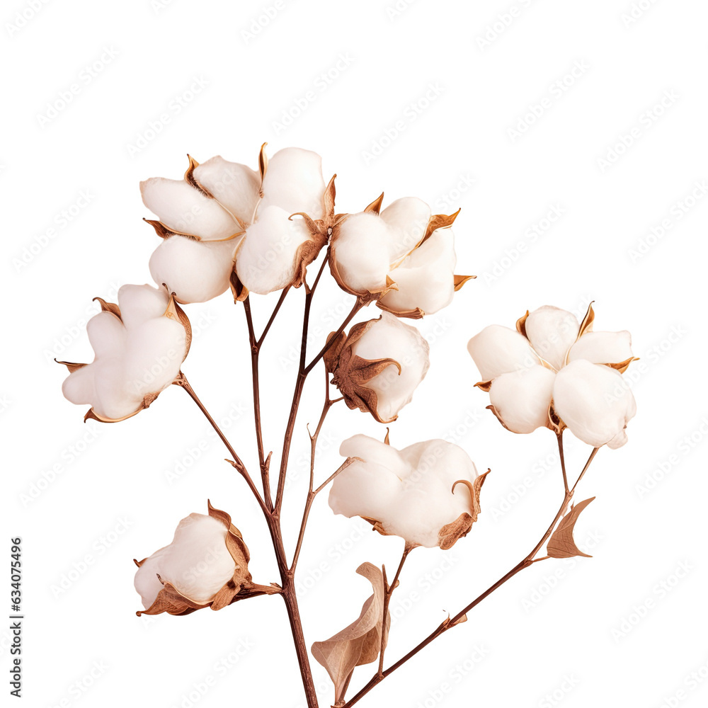 Thin pale blooms sprout from cotton plants Thin pale blooms sprout from cotton plants