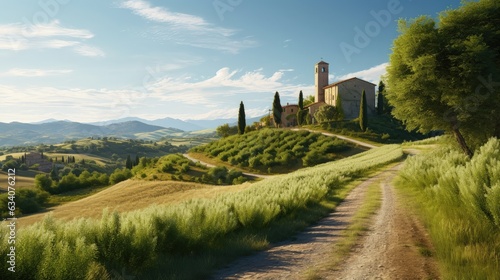 beautiful tuscan landscape in Italy on a sunny day at summer