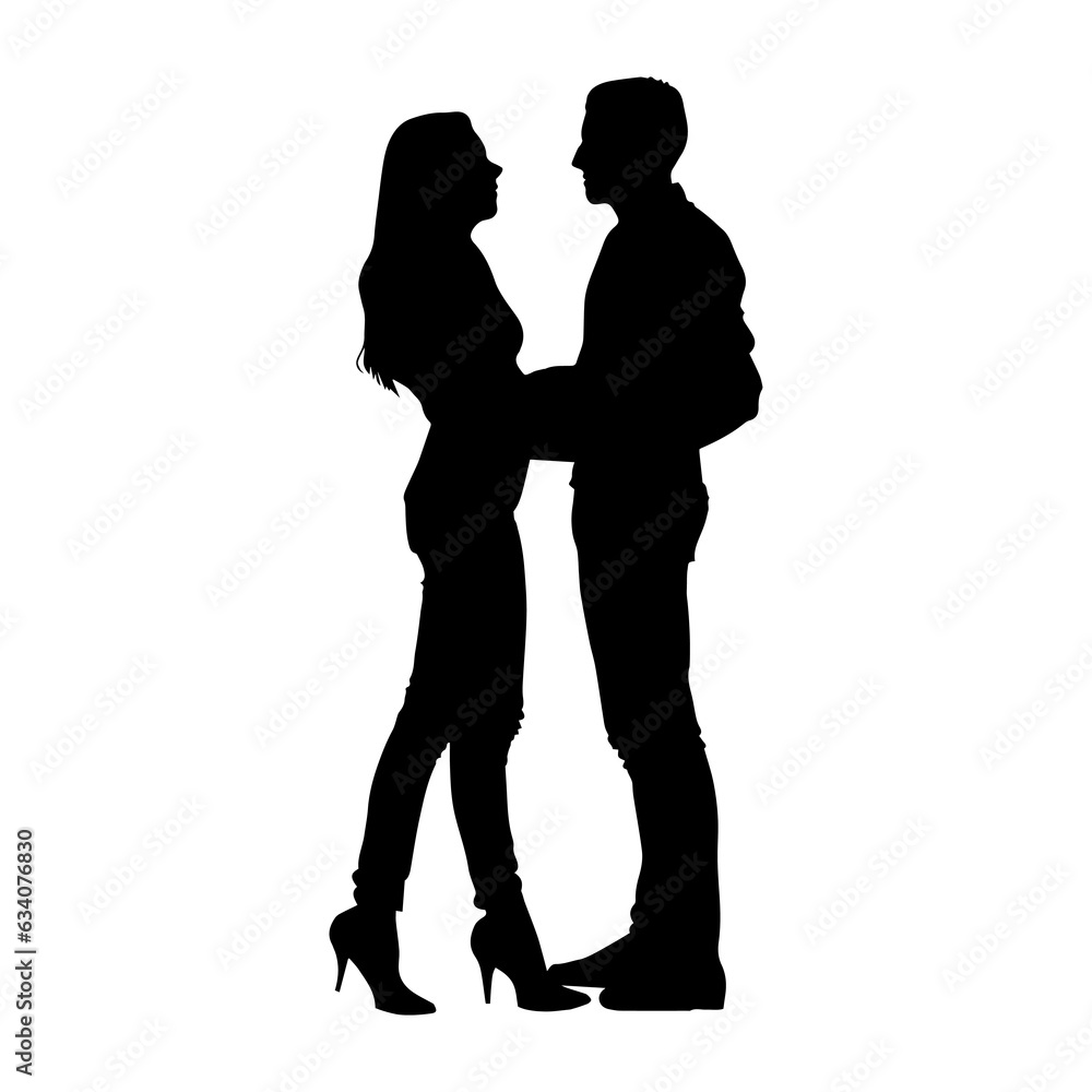 Vector illustration. Silhouette of a man and a woman. Couple in love.