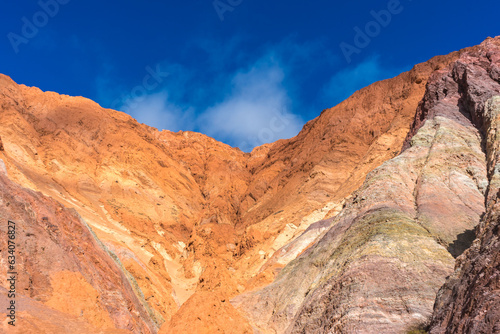 HILL OF SEVEN COLORS IN PURMAMARCA. HUMAHUACA  JUJUY. ARGENTINE NORTHWEST. FAMOUS TOURIST PLACE.