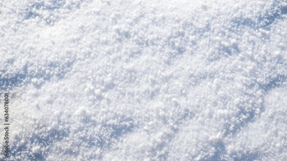 Fresh white snow texture top view. Perfection shining pure snowy background.
