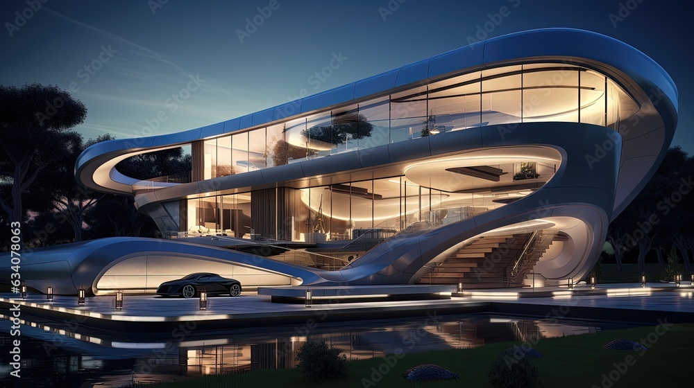 Fototapeta premium Neo-futuristic house architecture