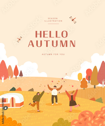 Leinwand Poster autumn sentimental frame illustration. Web-Banner