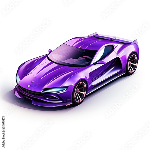 isometric electric sportscar. violett colors isolated on white background