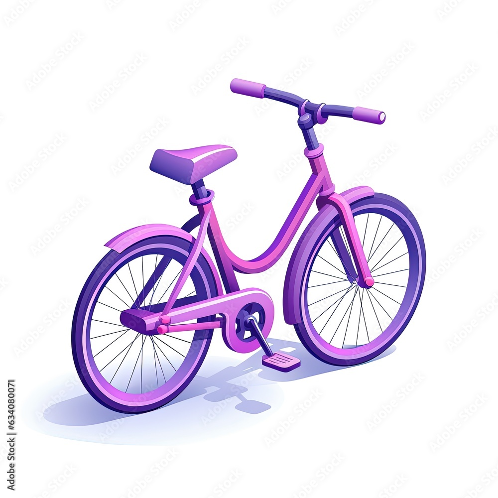 isometric pink bicycle isolated on white background isometric pink bicycle isolated on white background