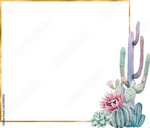 cacuts  flower frames watercolor illustration photo