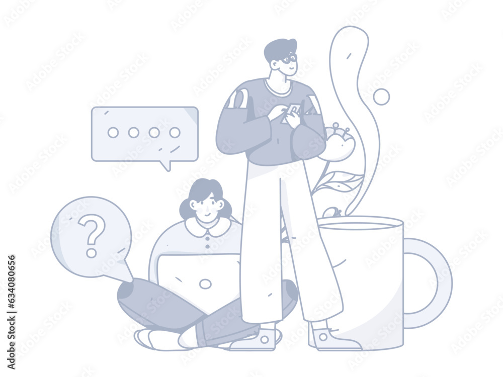 Virtual characters social communication concept business flat vector hand drawn illustration
Virtual characters social communication concept business flat vector hand drawn illustration