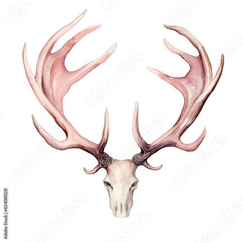 Watercolor antler on transparent background Ideal for events and celebrations