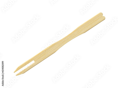 Disposable wooden dessert fork (with clipping path) isolated on white background