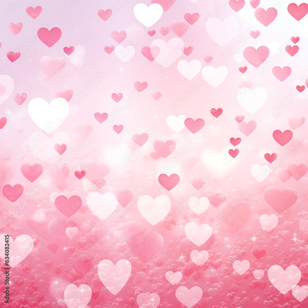 pink valentine background with airy pink hearts for postcards, for scrapbooking