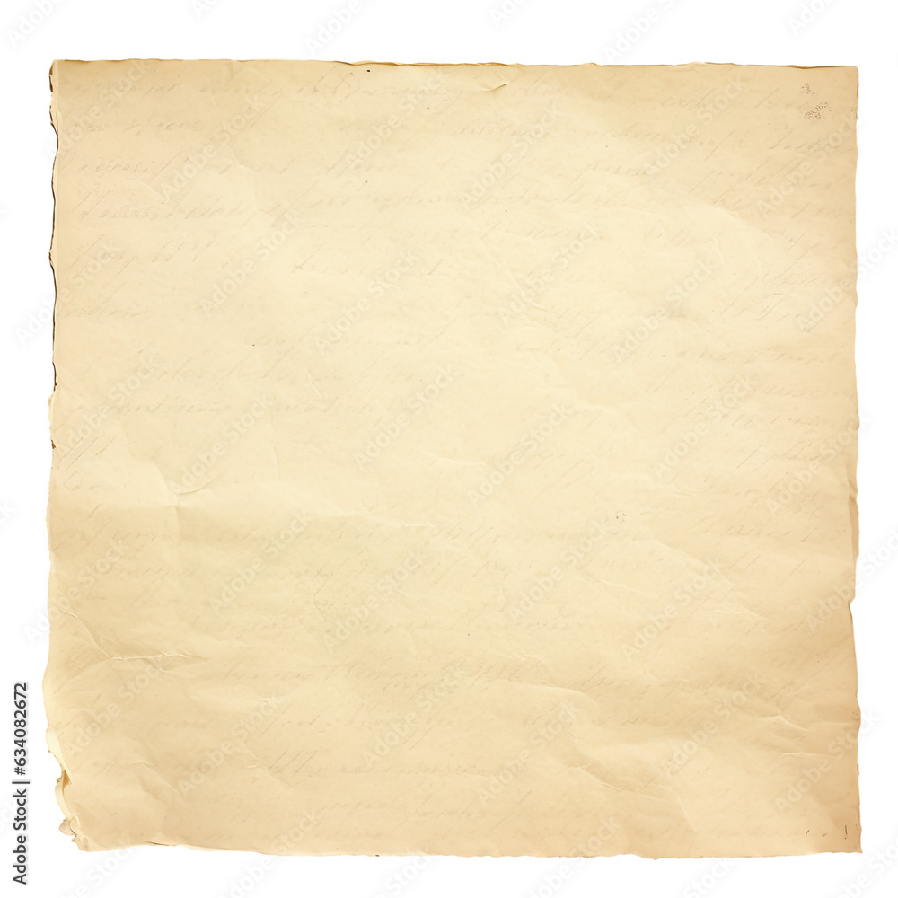 Vintage paper isolated on transparent background