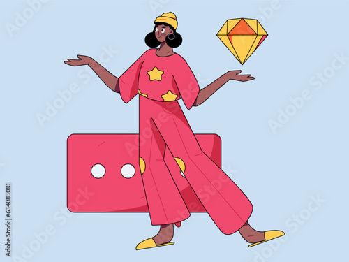 Virtual characters social communication concept business flat vector hand drawn illustration
