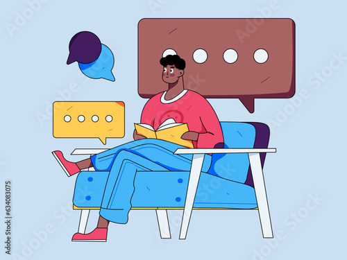 Virtual characters social communication concept business flat vector hand drawn illustration

